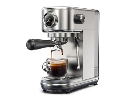 HiBREW H10B Espresso Coffee Machine, 20Bar Extraction Pressure, Semi-Automatic, Adjustable Temperature & Cup Volume, 51mm Aluminum Alloy Handle, 1.3L Removable Water Tank, Silver