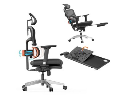 NEWTRAL NT002 Ergonomic Chair with Detachable Workstation Desktop, Adaptive Lower Back Support with Footrest, 4 Recline Angle, Adjustable Backrest Armrest Headrest, 5 Positions to Lock, Aluminum Alloy Base - Pro Version