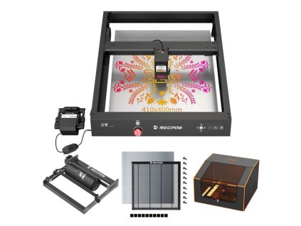 Mecpow X4 22W Laser Engraver Cutter + FC1 Fireproof Enclosure + H44 Laser Bed + Rotary Roller