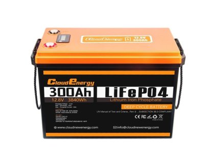 Cloudenergy 12V 300Ah LiFePO4 Battery Pack Backup Power, 3840Wh Energy, 6000+ Cycles, Built-in 200A BMS, Support in Series/Parallel, Perfect for Replacing Most of Backup Power, RV, Boats, Solar, Trolling motor, Off-Grid