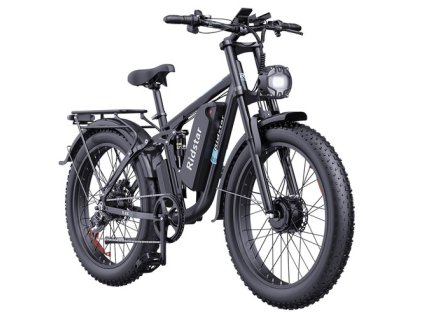 Ridstar E26 Pro Electric Bike, 1000W*2 Motor, 48V 23Ah Battery, 26*4 Inch Fat Tires, 49km/h Max Speed, 75km Range, Dual Hydraulic Brake, Full Suspension, Shimano 7-speed
