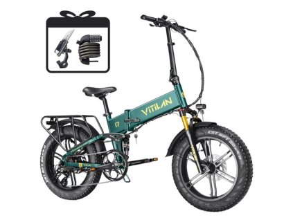 Vitilan I7 Pro 3.0 Electric Bike, 750W Motor, 48V 20Ah Battery, 20*4.0-inch Fat Tire, 45km/h Max Speed, 110km Max Range, Hydraulic Disc Brake, Hydraulic Suspension Rear Shock, Air Suspension Front Fork, Shimano 8 Speed - Green