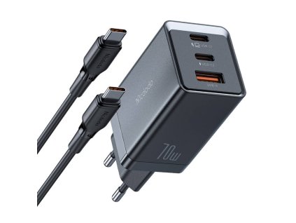 Sieťová nabíjačka GaN Mcdodo CH-1543, 2x USB-C, 1x USB, 67 W + kábel USB-C na USB-C 2 m (čierna)