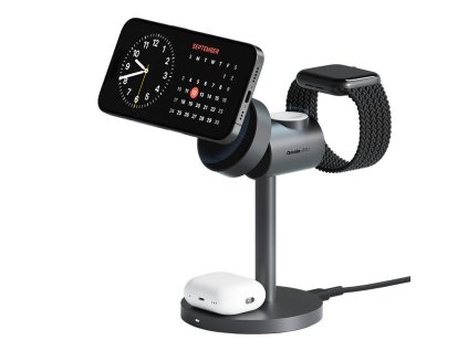 Bezdrôtová nabíjačka MagFusion 3 v 1 Aukey LC-MC311, 15W Qi2 (sivá)
