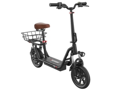 iScooter i12 Electric Scooter with Seat & Rear Basket, 500W Motor, 36V 7.5Ah Battery, 12-inch Pneumatic Tire, 25km/h Max Speed, 35km Max Range, Dual Disc Brakes, Dual Shock Absorption