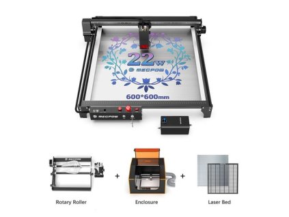 Mecpow X5 22W Laser + Rotary Roller + Laser Bed + Fireproof Enclosure