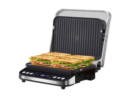 BioloMix BCG02D 2000W Electric Contact Grill, Removable/Reversible & Non-stick Plates, Smokeless, LCD Display & Digital Control, Opens 180 Degree