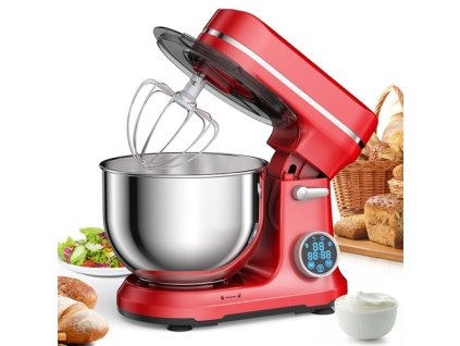 BioloMix BM602E 5L Kitchen Stand Mixer, 1200W 11-Speeds DC Motor, Digital OLED Screen, Low Noise, with Dough Hook, Flat Beater and Whisk