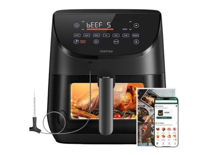 CHEFREE AF500 1700W 6.5L Air Fryer, with Smart Probe Thermometer, 8-in-1 Cooking Modes, Rapid 230℃ Heating, Shake Reminder - Black
