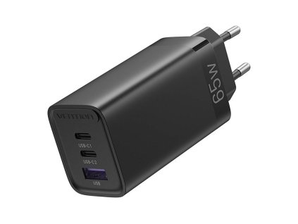 Vention FEDB0-EU 2xUSB-C 1xUSB-A 65W/30W/30W GaN sieťová nabíjačka (čierna)