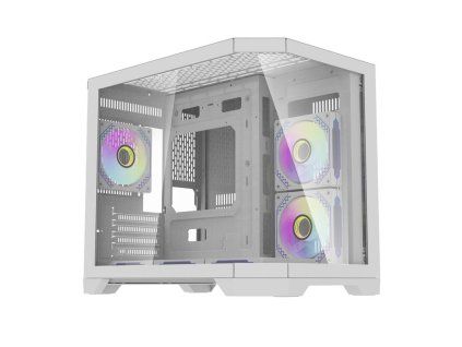 Počítačová skriňa Darflash FT418 + 6 ventilátorov aRGB (biela)
