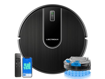 Liectroux N7S-U Robot Vacuum Cleaner and Wet Mop Combo, Smart Mapping, WiFi App, 6000Pa Suction, 120min Runtime, 400ml Dustbin & 250ml Water Tank, WiFi App, Works With Alexa and Google Assistant, for Pet Hair, Carpet, Hard Floor