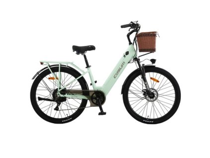 CYSUM X-city Electric Bike, 250W Motor, 48V 10.4Ah Battery, 26*1.95 inch Tires, 25km/h Max Speed, 80km Range, Mechanical Disc Brake, Shimano 7-speed, LCD Display - Green