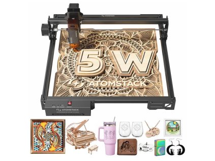 ATOMSTACK A5 Pro V2 5W Laser Engraver, 400mm/s High Speed, 0.01mm Precision, 5mm Wood 3mm Black Acrylic in One Pass, 410*380mm
