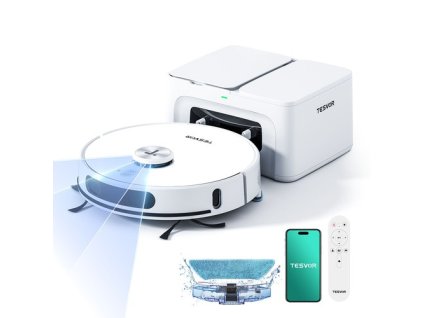 Tesvor S8 Max Robot Vacuum Cleaner, 3-in-1 Vacuum/Sweep/Mop, 8000Pa Super Suction, Up to 180min Runtime, Self-emptying, 2.5L Large Dust Bag, Remote/APP Control, LiDAR Navigation