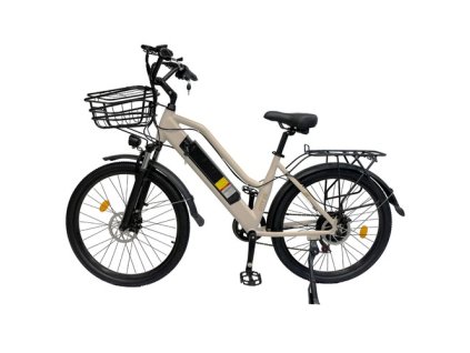 Orlms City 26 Electric Bike, 500W Motor, 48V 15Ah Battery, 26*1.75 inch Tires, 45km/h Max Speed, 55km Max Range, Mechanical Disc Brakes, Suspension Front Fork, Shimano 5-speed, LCD Display - Cream Yellow