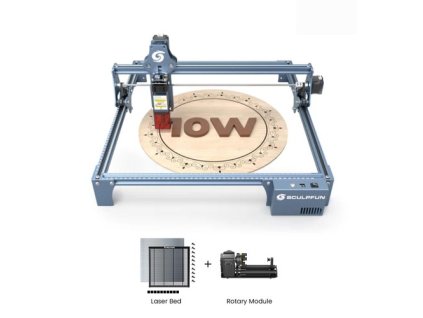 SCULPFUN S9 Pro 10W Laser Engraver + RA Pro Max Laser Rotary Module + Laser Bed