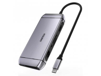 Multifunkčný rozbočovač USB typu C Choetech 9v1 - 3x USB 3.2 Gen 1 / čítačka kariet SD a TF / HDMI 4K 30Hz / VGA Full HD 60Hz / USB typu C / RJ45 sivá (HUB-M15 sivá)