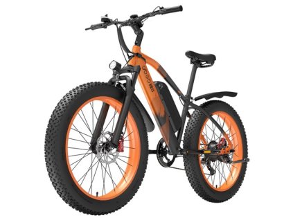 GOGOBEST GF600 Plus Electric Bike, 1000W Motor, 48V 20Ah, 26*4.0 inch Tires, 45km/h Max Speed, 150km Range, Hydraulic Disc Brake, Oil Spring Suspension, Shimano 7-speed - Black Orange
