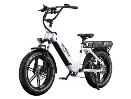 ONESPORT OT08 Electric Bike, 500W Motor, 48V 18Ah Battery, 20*4.0 inch Tires, 25km/h Max Speed, 90km Max Range, Hydraulic Disc Brakes, Suspension Fork, Shimano 7-speed - White