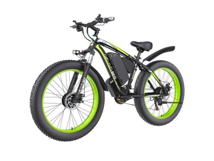 GOGOBEST GF700 Electric Bike, 2*500W Dual Motor, 48V 18.2Ah Battery, 26*4.0 inch Tires, 25km/h Max Speed, 70km Max Range, Mechanical Disc Brake, Front Fork Suspension, Shimano 21-speed - Black Green