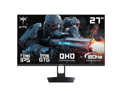 KTC H27T22C Gaming Monitor, 27 inch 2560*1440 16:9 FAST IPS Screen, 180Hz Refresh Rate, 1ms GTG Response Time, AMD FreeSync & Nvidia G-Sync, 124% sRGB, OD Dynamic Acceleration, Low Blue Light & Flicker-free