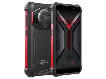 FOSSiBOT F101 Rugged Smartphone, 4GB+64GB, AI Triple Camera, 123dB Speaker, 10600mAh Large Battery, Fingerprint/Face Unlock, 5.45 inch HD+ IPS Screen, Android 12 - Black and Red