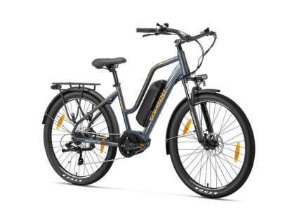 Touroll MA2 Electric Bike, 250W Mid-Drive Motor, 36V 13Ah Battery, 27.5” Tires, 25km/h Max Speed, 100km Max Range, Hydraulic Disc Brake, Suspension Fork with Lockout, Shimano 7-speed - Grey