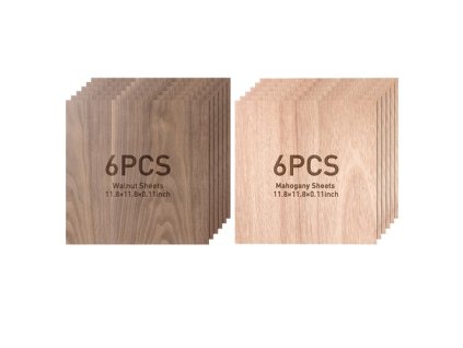 Mecpow 6pcs Mahogany Sheets + 6pcs Walnut Sheets, 300*300*3mm (11.8*11.8*0.11inch)
