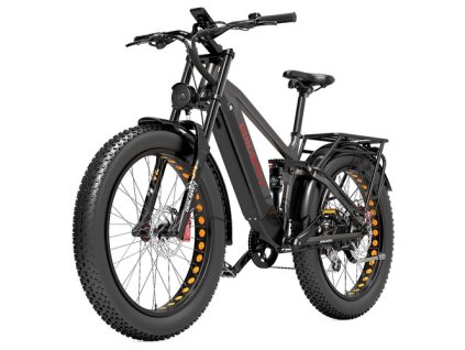 LANKELEISI Silvertip8 Electric Bike, 1000W Motor, 52V 20Ah Battery, 26*4 inch Tires, 52km/h Max Speed, 150km Range, Hydraulic Disc Brakes, Front Oil Spring Suspension & Pneumatic Rear Shock Absorber, Shimano 7-speed - Black Grey