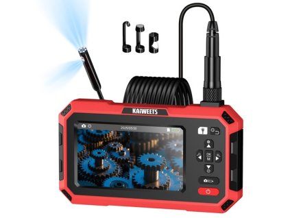 KAIWEETS KBC01 Inspection Camera, Dual Lens Endoscope, 1920P 5" IPS Split-Screen, IP67 Waterproof, 16.5ft Cable, LED Light