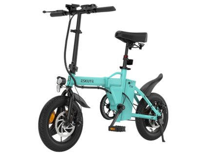 ESKUTE F100 Folding Electric Bike, 250W Motor, 36V 9Ah Battery, 14 inch Tires, 25km/h Max Speed, 55km Range, Mechanical Disc Brakes, LCD Display - Blue