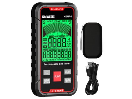 KAIWEETS KEMF-1 EMF Radiation Detector, EF/MF/RF Data, LED Display, Type-C Charging Port