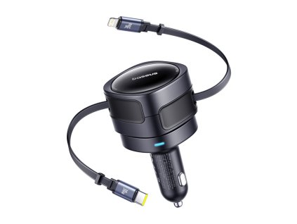 Nabíjačka do auta Baseus Enjoyment Max s káblami USB-C+Lightning 60 W čierna