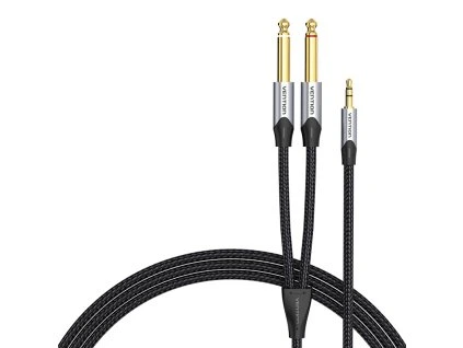 Audio kábel mini jack 3,5 mm na 2x jack 6,35 mm samec Vention BARHL 10 m
