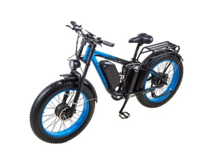 ORZELEBIKE K17 Electric Bike, 1000W*2 Motor, 48V 25Ah Battery, 26*4.0 inch Tires, 50km/h Max Speed, 120km Max Range, Front & Rear Hydraulic Disc Brakes, Front & Rear Dual Shock Absorbers, Shimano 7-speed - Blue
