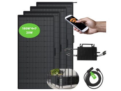 LANPWR 800W Balcony Solar Power Station: 800W Micro-inverter + 4x 180W Flexible Solar Panels