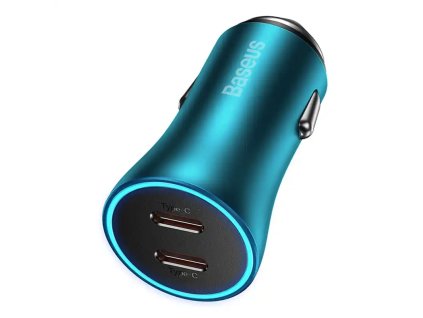 Nabíjačka do auta Baseus Golden Contactor Pro, 2x USB-C, 40 W (modrá)