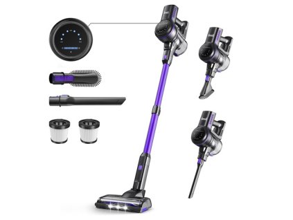 INSE S7P Cordless Stick Vacuum Cleaner, 26kPa Powerful Suction, 45min Runtime, LED Display, Self-Standing & HEPA Filtration, for Hard Floor, Carpet & Pet Hair - Purple