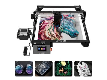 LONGER RAY5 40W Laser Engraver, 24000mm/min Speed, 0.10×0.15mm Laser Spot, Working Area 385×385mm, 8-Diode with FAC, One-Pass Cut 20mm Basswood/0.15mm Stainless Steel