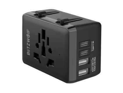 Blitzwolf BW-TA1 Cestovný adaptér 4 v 1 2xUSB + C + PD 20W