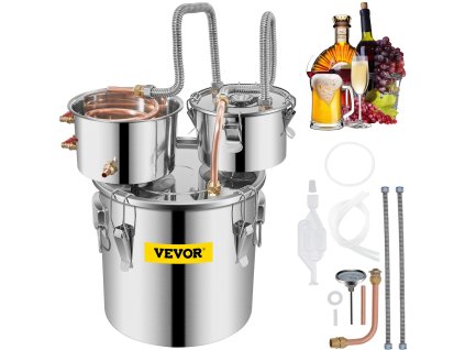 Domáci destilér 3Gal 12L nerez s medenou trubkou, pumpou a teplomerom