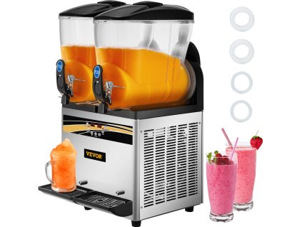 Stroj na mrazené slush nápoje, 2×15L, 890W, nerez, 25°F–30°F