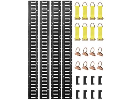 Sada e-track lišt 4×152.4 cm, 30 dielov, 8 o-krúžkov, 8 koncoviek