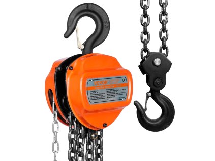 Ručný reťazový kladkostroj 2 t, zdvih 305 cm, g80, brzda, 360° hák