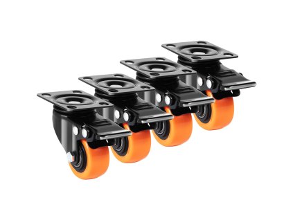 Sada koliesok 5.1 cm, 4 ks, platňa, pvc, zámky, nosnosť 68 kg