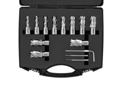 Sada korunkových vrtákov, 13 ks, Ø 1,1–2,7 cm, hĺbka 2.5 cm hss