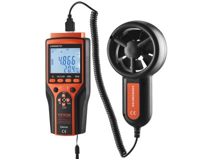 Ručný vetromer rýchlosť vetra, teplota 14°F–140°F, cfm, led displej