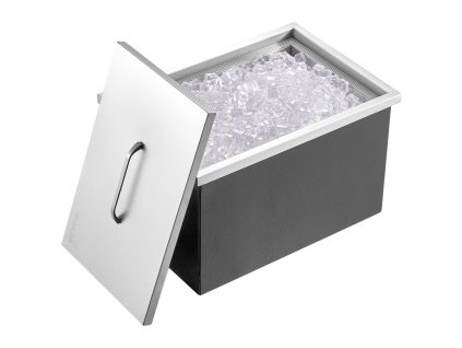 Vstavaný box na ľad 22"×17"×12" nerez 40 qt s vekom, odtokom a zátkou