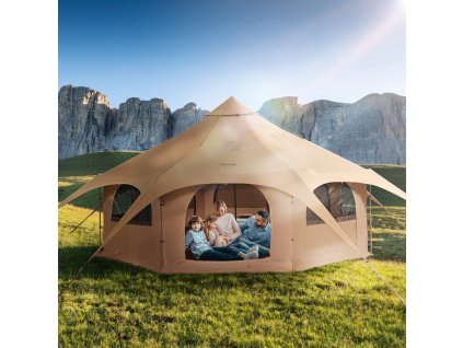 Plátený zvonový stan 4 sezóny 5 m/16.4 ft, 8 osôb, otvor na komín